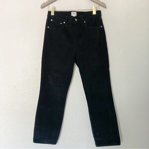 J. Crew Petite 9" Vintage Straight Black Corduroy Pant 28P